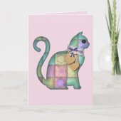 carte de vœux chat patchwork (Devant)