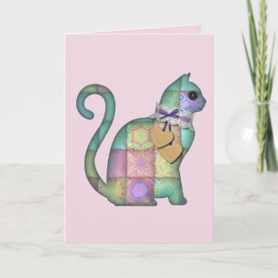 carte de vœux chat patchwork