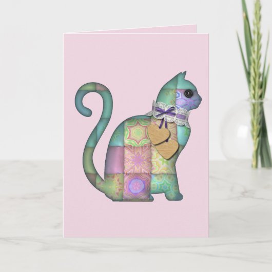 carte de vœux chat patchwork (Devant)