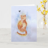 Carte de vœux chat peint (Fleur jaune)