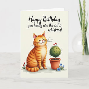 Carte de vœux Chat rayé sourire heureux