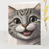 CARTE DE VŒUX CHAT SOURIANT FÊTE DES MÈRES (Fleur jaune)