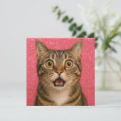 Carte de vœux chat surpris. (Debout devant)