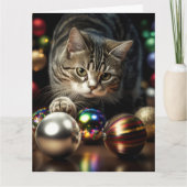 Carte de vœux CHAT TABBY MIGNON NOËL (Devant)