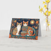 carte de vœux chats café (Fleur jaune)