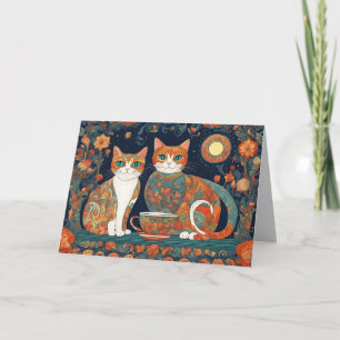 carte de vœux chats café