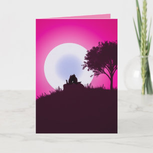 CARTE DE VOEUX CHATS ROMANTIQUES SOUS LA LUNE