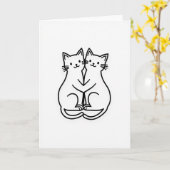 Carte de vœux Chats s'enlacent d'amour (Fleur jaune)