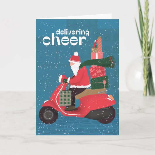 Carte de voeux Cheer Père Noël Scooter (Devant)