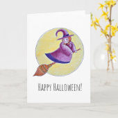 Carte de voeux Cheery Witch (Fleur jaune)