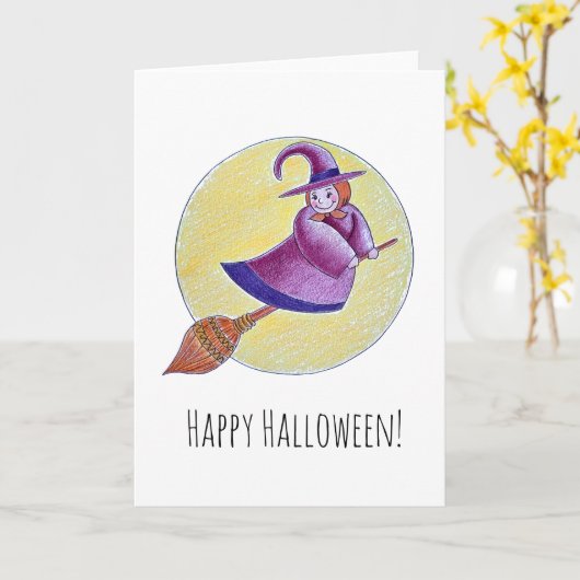 Carte de voeux Cheery Witch (Fleur jaune)