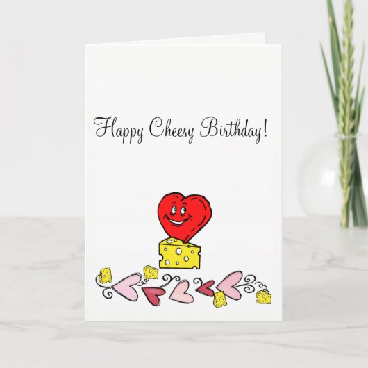 Carte de voeux Cheesy Joyeux Anniversaire Coeur (Devant)