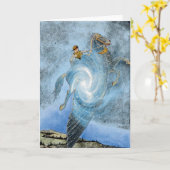 Carte de voeux Cheval ailé (Fleur jaune)