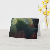 Carte de vœux - Cheval Frison Black Beauty (Fleur jaune)