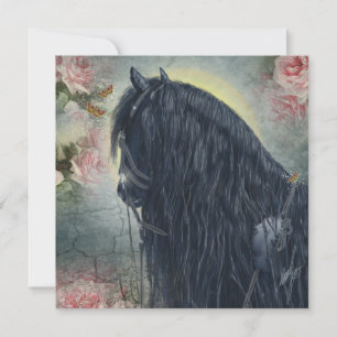 Carte de vœux Cheval Frison Black Beauty