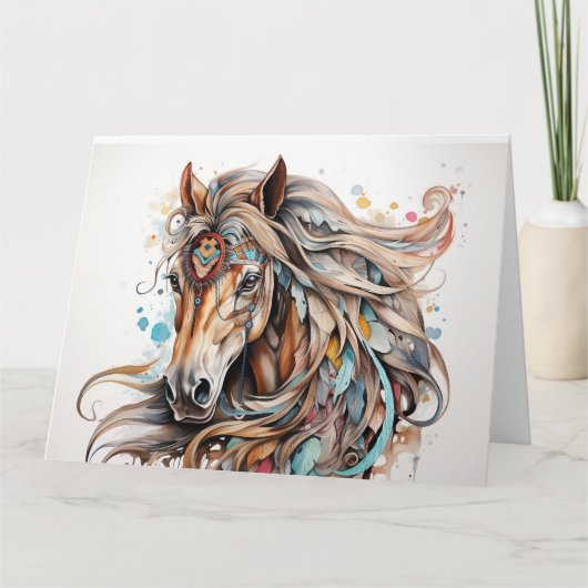 Carte de vœux Cheval Guerrier (Devant)