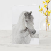 Carte de voeux Cheval - Mischievous Snowy Mare (Fleur jaune)