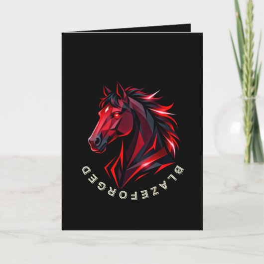 Carte de vœux Cheval Rouge BlazeForge (Devant)
