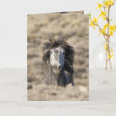 Carte de voeux Cheval Sauvage (Fleur jaune)