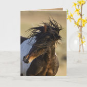 Carte de voeux Cheval sauvage Shake Head (Fleur jaune)