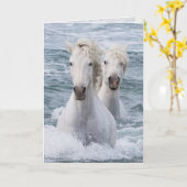 Carte de voeux Cheval - Sea Horse Twins (Fleur jaune)