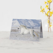 Carte de voeux Cheval Stallion Neige Blanche (Fleur jaune)