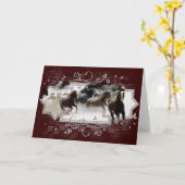 Carte de voeux Chevaux d'hiver (Fleur jaune)