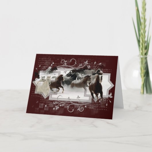 Carte de voeux Chevaux d'hiver (Devant)