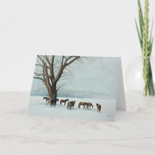 Carte de voeux "Chevaux en neige" Animal Art