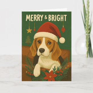 Carte de vœux chien courant Merry & Bright