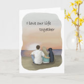 carte de vœux chien d'amour; carte labrador noir (Fleur jaune)