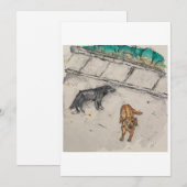 Carte de vœux Chiens dans la rue (Devant / Derrière)