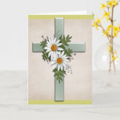 Carte de voeux chrétienne Cross w Daisy Flowers (Fleur jaune)