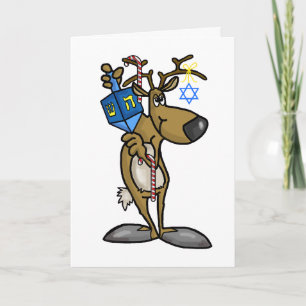 Carte de voeux Chrismukkah avec Reindeer juif