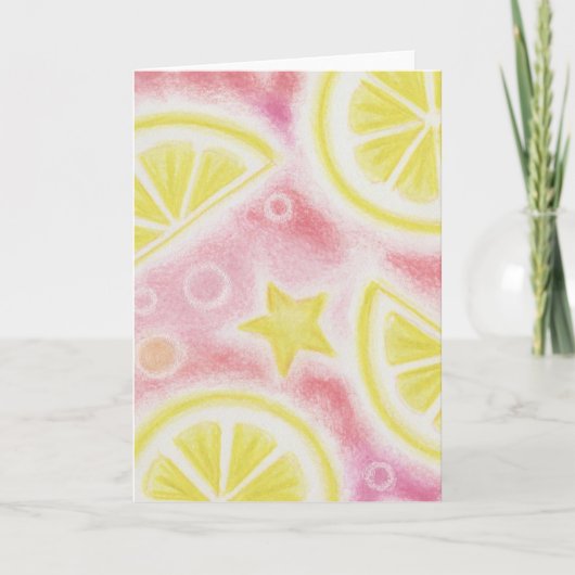 Carte de voeux "citron" rose (Devant)