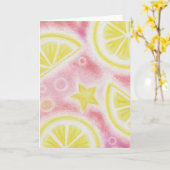 Carte de voeux "citron" rose (Fleur jaune)