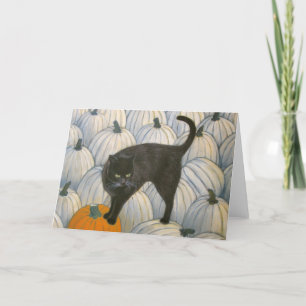 Carte de vœux citrouille chat noir