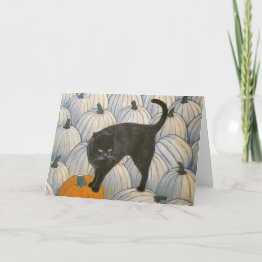 Carte de vœux citrouille chat noir (Devant)