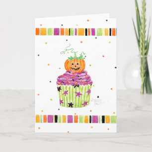 Carte de voeux citrouille Cupcake Halloween