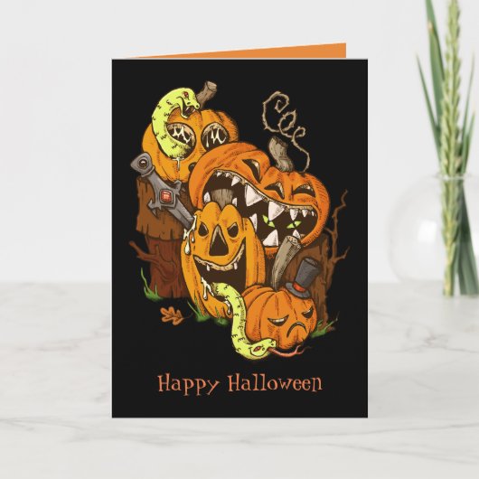 Carte de voeux Citrouilles et serpents Halloween (Devant)