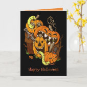 Carte de voeux Citrouilles et serpents Halloween (Fleur jaune)