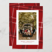 Carte de vœux classique à carreaux rouges pour les (Devant / Derrière)