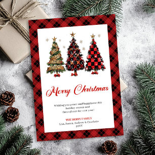 Carte de vœux classique arbre de Noël léopard or r