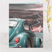 Carte de voeux CLASSIQUE D'ANNIVERSAIRE DE VOITURE (Fleur jaune)