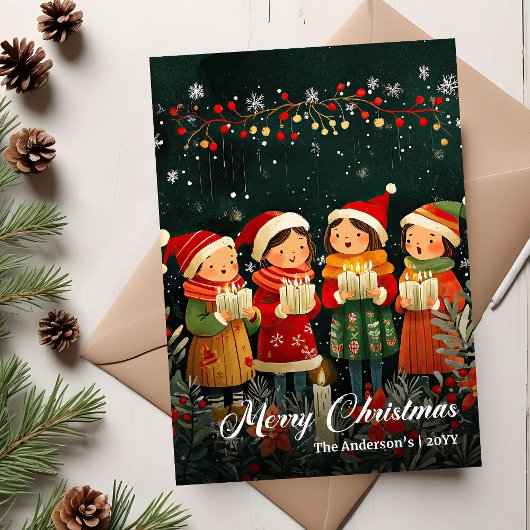 Carte de vœux classique de Noël vintage