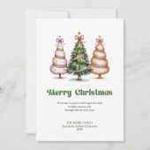 Carte de vœux classique Noël arbre léopard tons te (Devant)