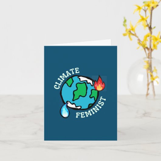 Carte de voeux climato-féministe pliée (Fleur jaune)