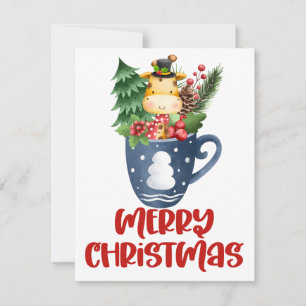 Carte de vœux clipart Noël dans une tasse
