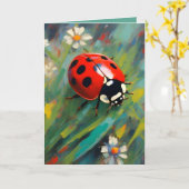 Carte de vœux coccinelle Ladybug (Fleur jaune)