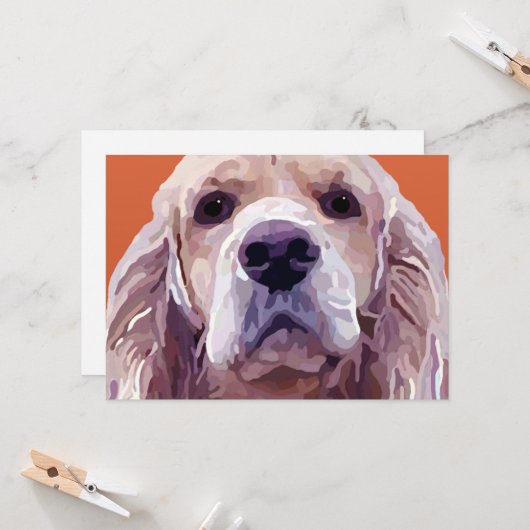 Carte de voeux Cocker Spaniel Attitude (Devant/Arrière en situation)